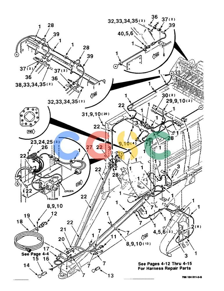 凯斯零件查询(8590) - CASE IH LARGE RECTANGULAR BALER (EUROPE) (1/97-12/98) (4-02) - ELECTRICAL WIRING AND SENSOR ASSEMBLY Case Agriculture