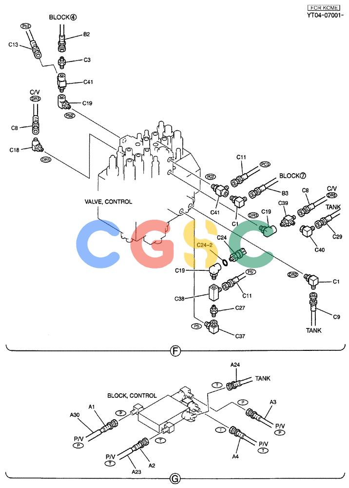纽荷兰零件查询(E70SR) - MIDI CRAWLER EXCAVATOR ASN YT04-07175 (01-028[04]) - CONTROL LINES, REMOTE, P/N YT68H00044F2 New Holland Constructuion