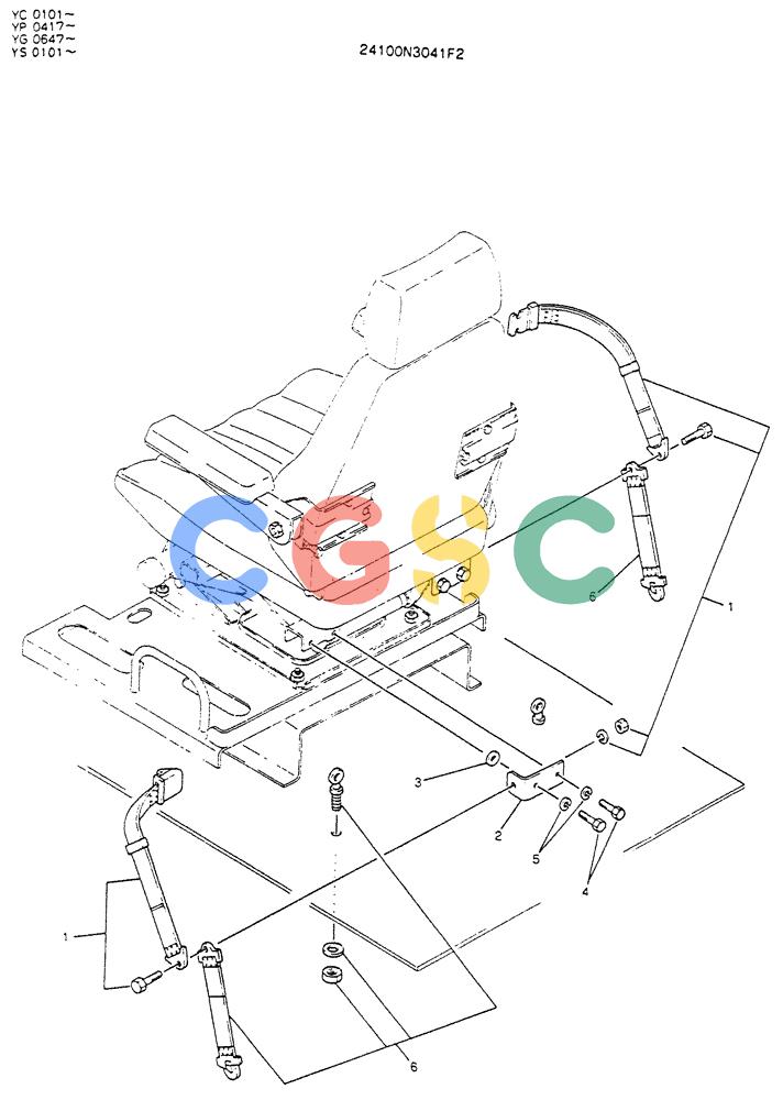 神钢零件查询(K916LC) - EXCAVATOR ASN YS0119 (1/87-12/03) (08-010) - BELT ASSY, SEAT Kobelco