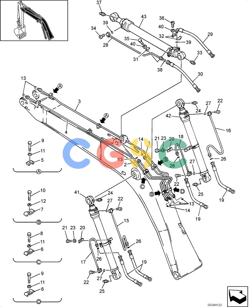纽荷兰零件查询(EH130) - CRAWLER EXCAVATOR (3/04-) (08 -19[00]) - HYDRAULIC LINES - BOOM 4.6M (15FT 1IN) New Holland Constructuion