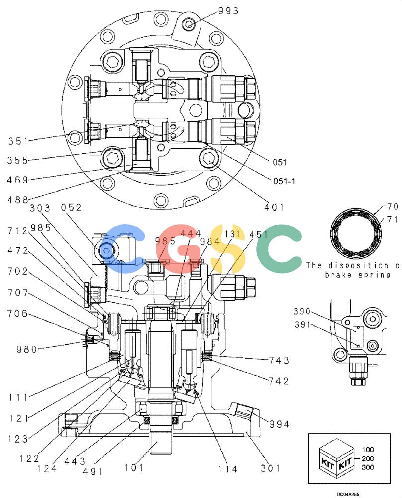 纽荷兰零件查询(EH160) - CRAWLER EXCAVATOR (9/03-) (08 -60[00]) - SWING MOTOR (YN15V00025F1) New Holland Constructuion