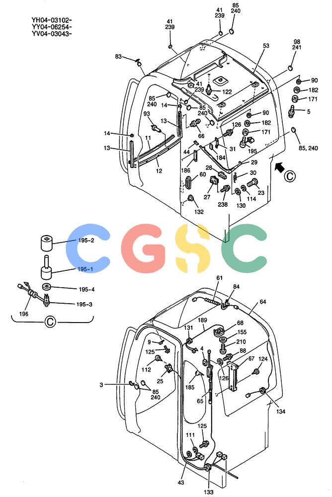 纽荷兰零件查询(E115SR) - CRAWLER EXCAVATOR ASN YV04-03043 (01-037[02]) - CAB ASSY New Holland Constructuion
