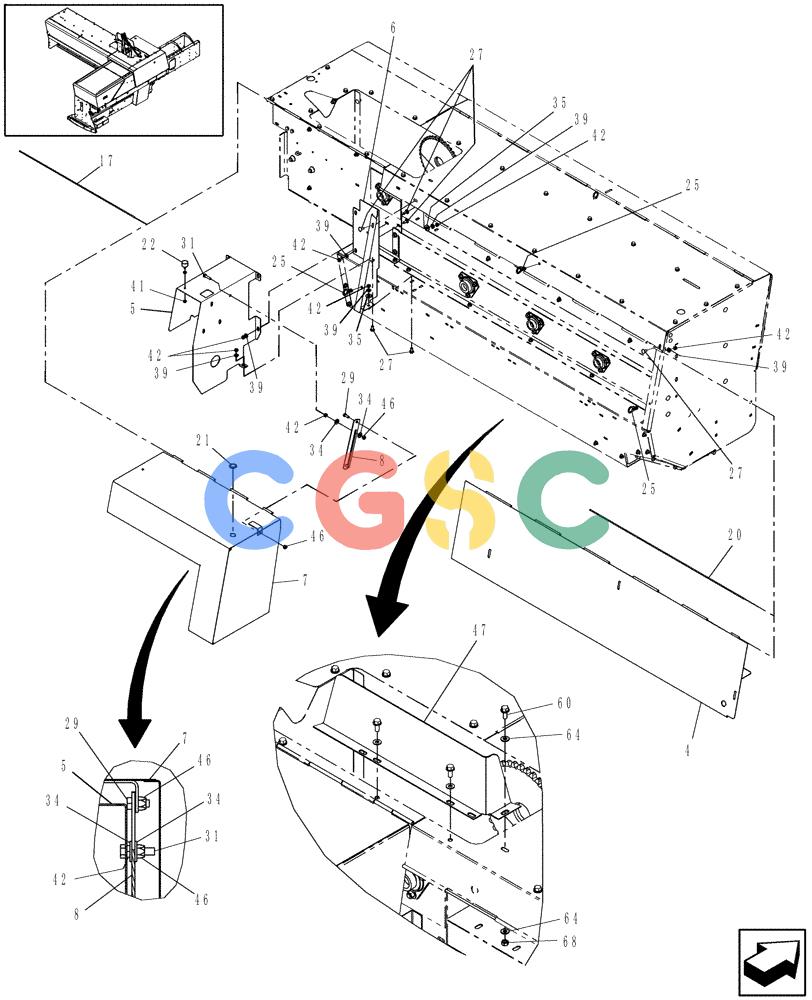 凯斯零件查询(SB541C) - SMALL SQUARE BALER (9/09-12/10) (90.105.22) - SHIELDS, REAR, SB541 NORTH AMERICA Case Agriculture