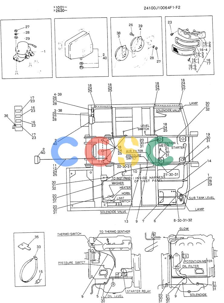 神钢零件查询(K905LC) - MARK II EXCAVATOR BTW YP1001 - YP1281 (1/87-12/03) (05-022) - WIRING ASSY, ELEC (P/N 24100J10064F1,F2) Kobelco