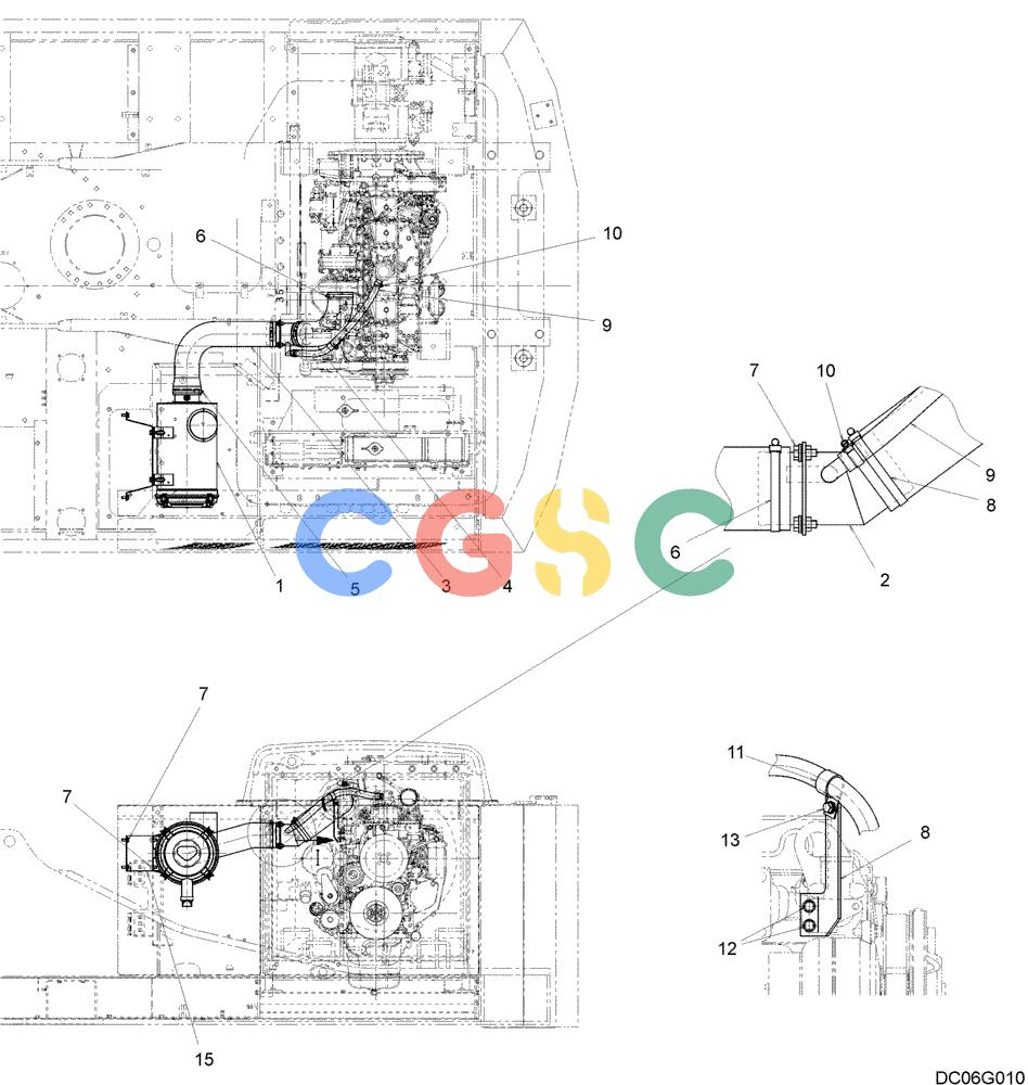 纽荷兰零件查询(E215B) - CRAWLER EXCAVATOR - TIER 3 (NA) - ASN N7DA21001 (1/07-) (1.008[00]) - AIR CLEANER ASSEMBLY (YN11P00030F1) New Holland Constructuion