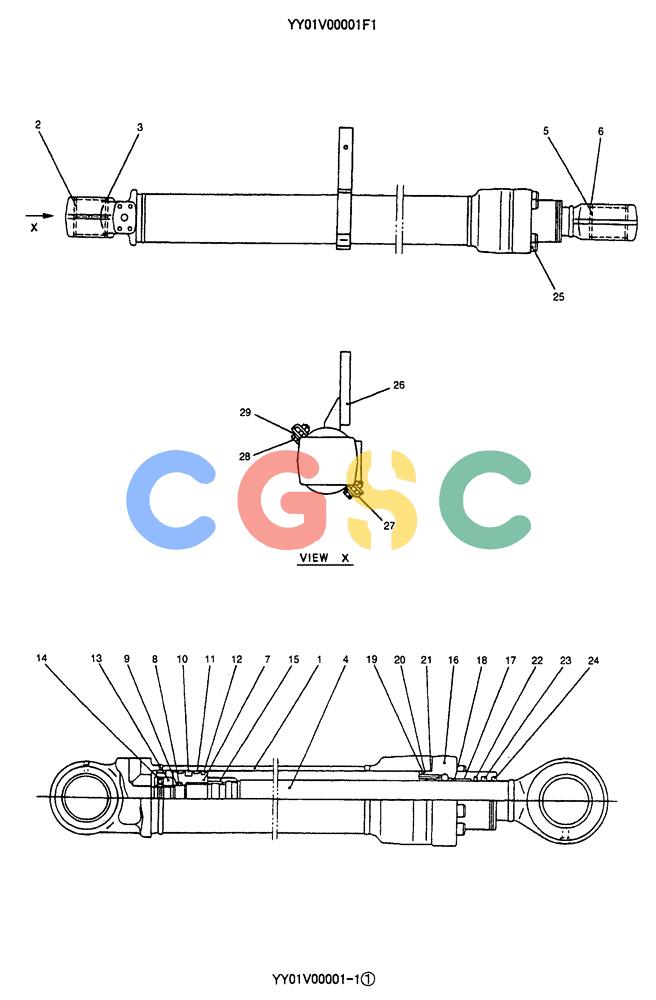 神钢零件查询(ED150-1E) - BLADE RUNNER EXCAVATOR/DOZER ASN YL05-00555 (11/03-12/04) (09-038) - CYLINDER ASSEMBLY, BOOM (L. H.) Kobelco