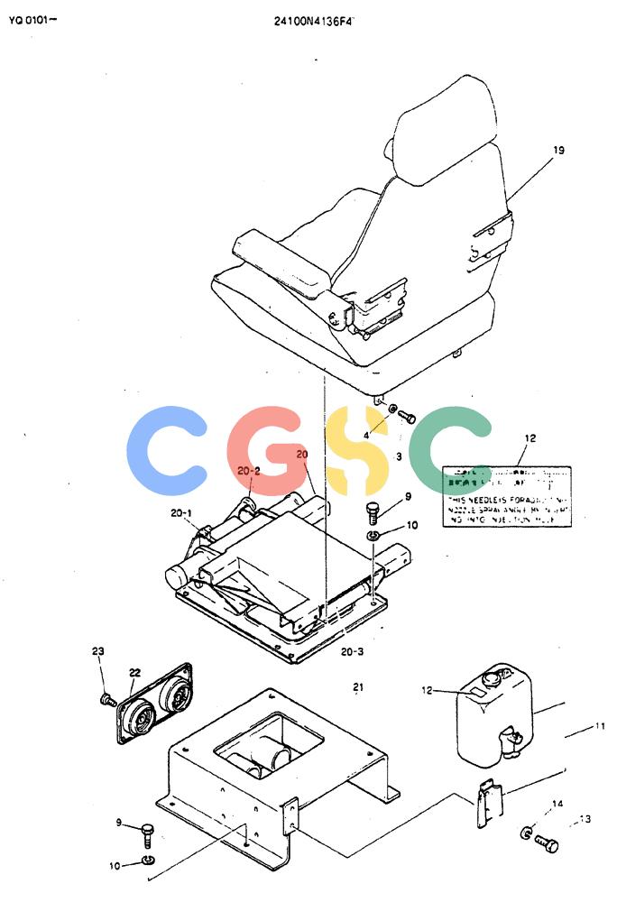 神钢零件查询(MD200BLC) - EXCAVATOR BTW YQ0101 - YQ0564 (1/80-12/06) (02-004) - SEAT ASSY- 24100N4136F4 Kobelco