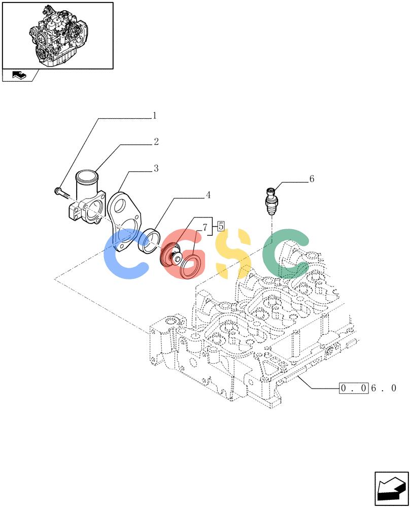 神钢零件查询(F4GE9484A J600) - ENGINE 504120790 - 87052264 (1/07-12/10) (0.32.6) - THERMOSTAT - ENGINE COOLING SYSTEM (2853444-2855071-2852156) Kobelco