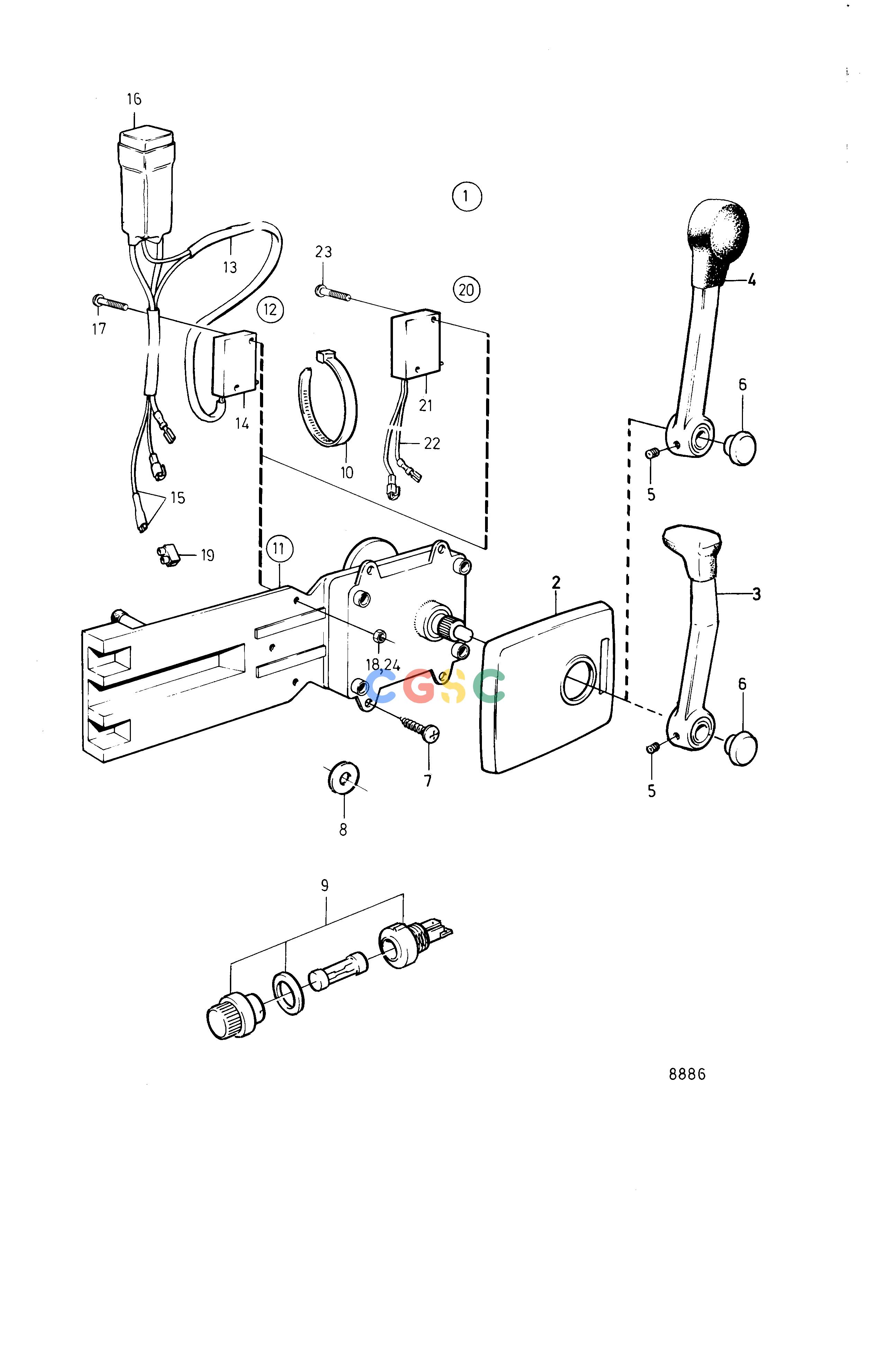 沃尔沃零件查询251AMiscellaneous EquipmentControl for Side Mounting: 853102EPC Volvo Penta Parts catalog