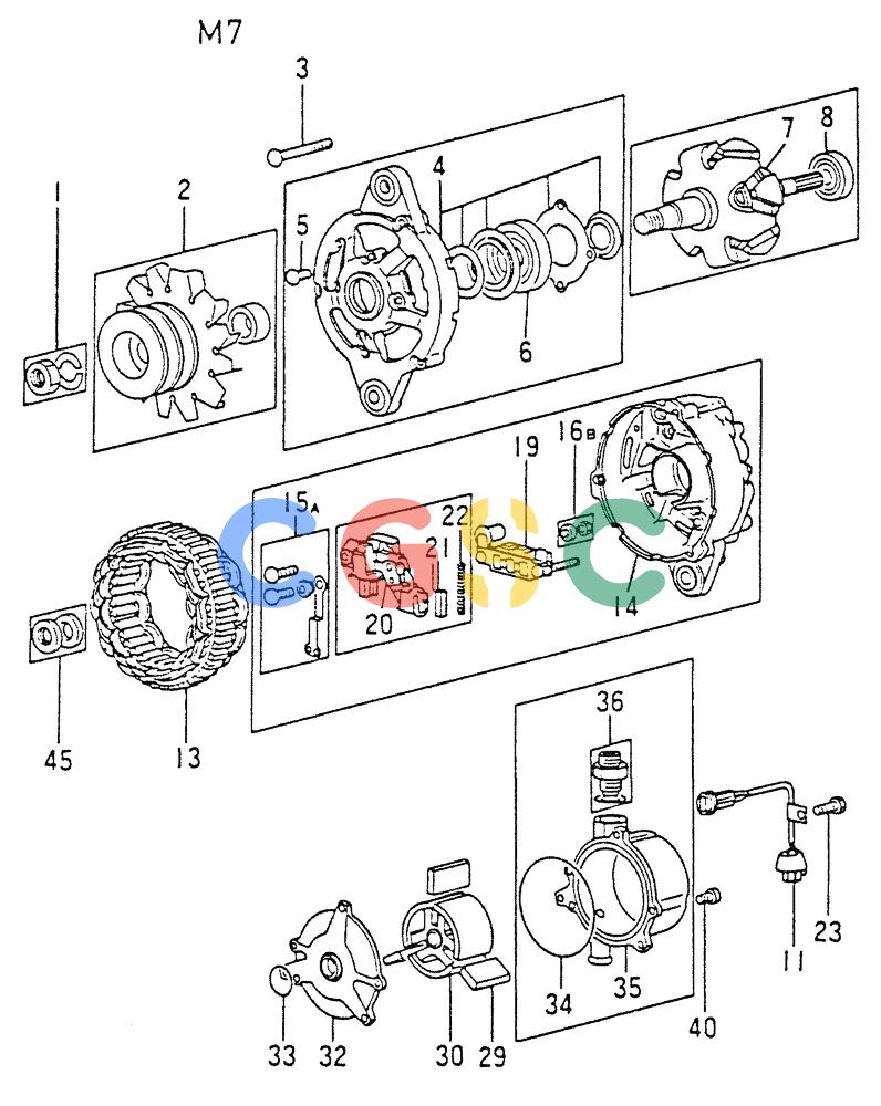 神钢零件查询(6D15) - MITSUBISHI DIESEL ENGINES - K907D & K907LC EXCAVATORS (1/86-12/06) (04-007[02]) - ALTERNATOR (INNER PARTS) (PN ME067611) Kobelco