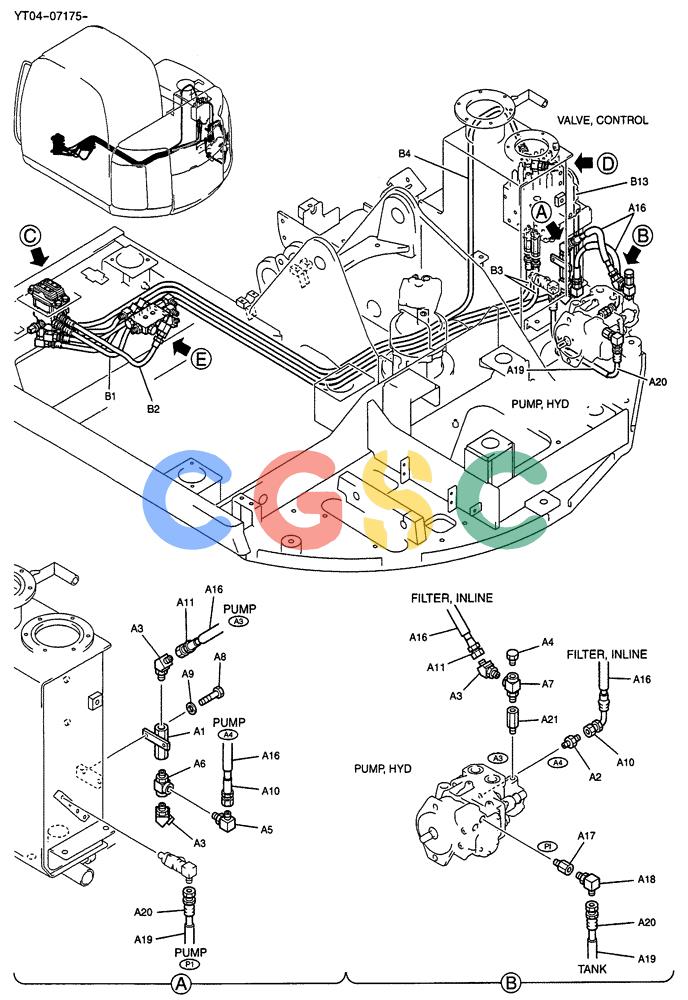 纽荷兰零件查询(E70SR) - MIDI CRAWLER EXCAVATOR ASN YT04-07175 (01-030[01]) - CONTROL LINES, REMOTE, P/N YT06H00015F1 New Holland Constructuion