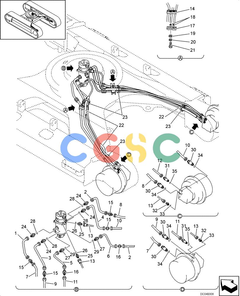 纽荷兰零件查询(EH130) - CRAWLER EXCAVATOR (3/04-) (08 -07[00]) - HYDRAULIC LINES - LOWER (YY02H00017F1) New Holland Constructuion