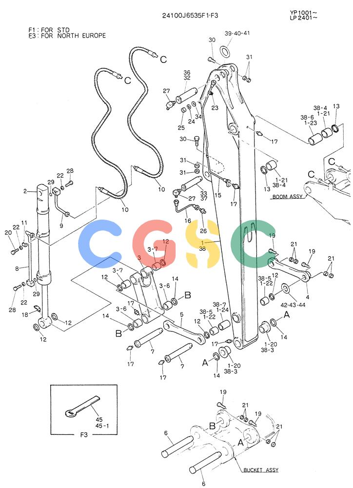神钢零件查询(K905LC) - MARK II EXCAVATOR BTW YP1001 - YP1281 (1/87-12/03) (09-003[01]) - ARM ASSY, 3.0M Kobelco