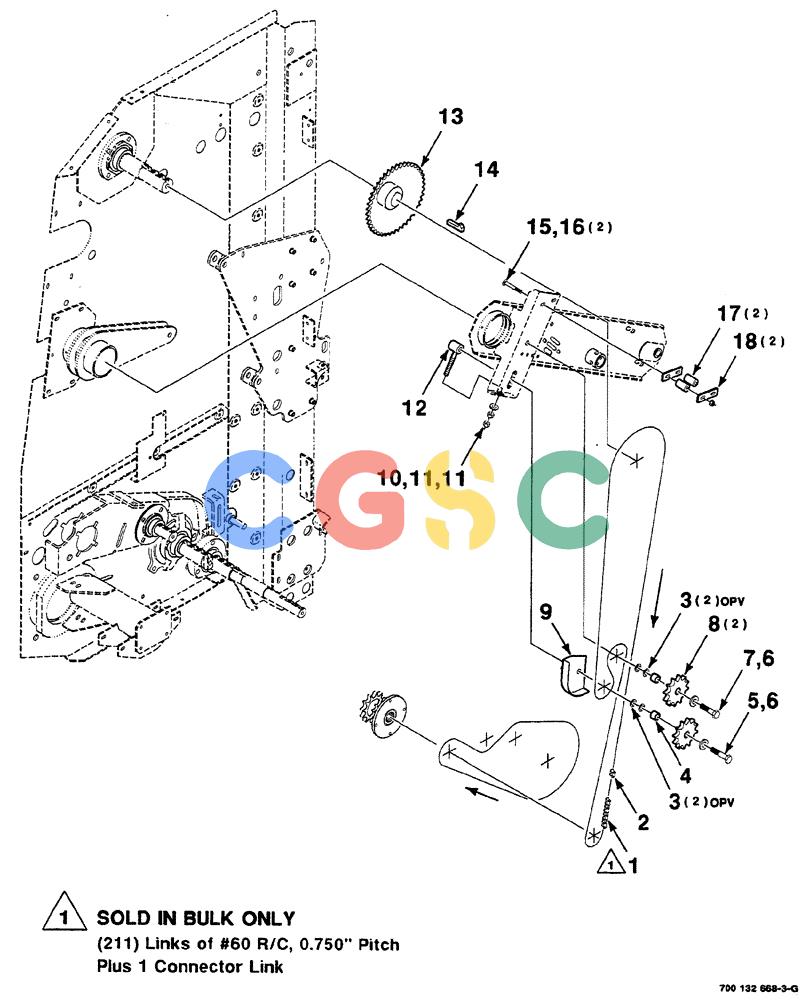 凯斯零件查询(RS561A) - CASE IH ROUND BALER (1/99-12/00) (2-032) - ROLLER DRIVE ASSEMBLY, UPPER Case Agriculture