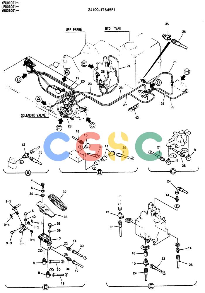神钢零件查询(SK130LC) - EXCAVATOR BTW YPU1001 - YPU2000 (1/98-12/98) (03-008[01]) - WRIST CONTROL & PILOT LINE GROUP (EXTRA & BREAKER) Kobelco