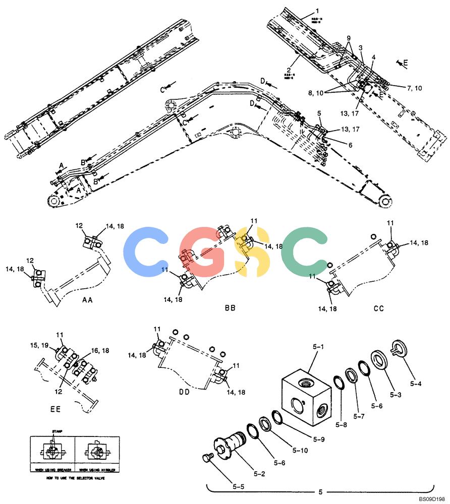 神钢零件查询(NIBBLER) - & BREAKER - SK70SR-1E SHORT RADIUS EXCAVATOR ASN YT02-04001 (4/03-12/04) (06-089[00]) - BOOM HYDRAULIC LINES 3.72M (12FT 2IN) (NIBBLER & BREAKER), (YT42H00061F1) Kobelco