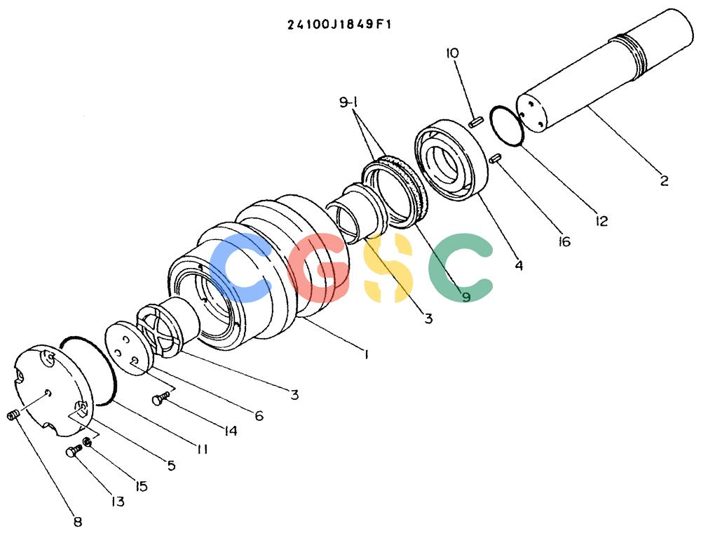 神钢零件查询(K935) - EXCAVATOR BTW L70106 - L70166, LU0067 (1/76-12/03) (08-014) - ROLLER ASSY, P/N 24100J1849F1 Kobelco