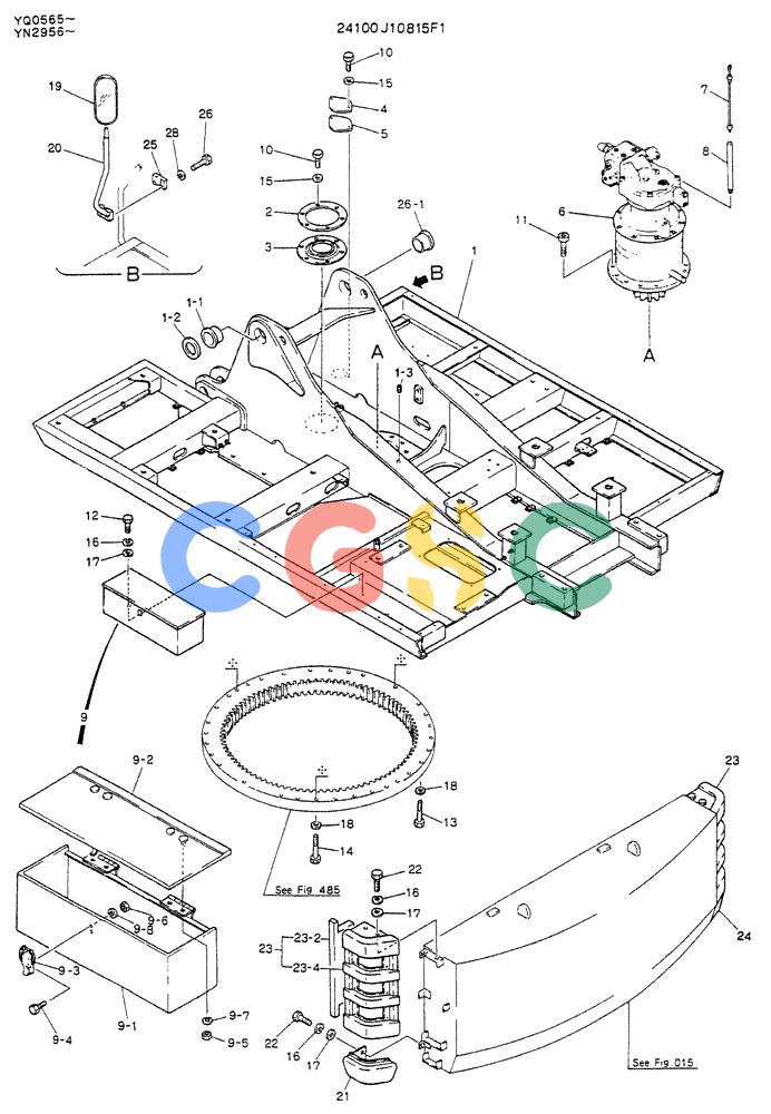 神钢零件查询(K907LC) - MARK II EXCAVATOR ASN YQ0565 (GLOBAL) (1/87-12/03) (01-001) - FRAME ASSY, UPP (24100J10815F1) Kobelco