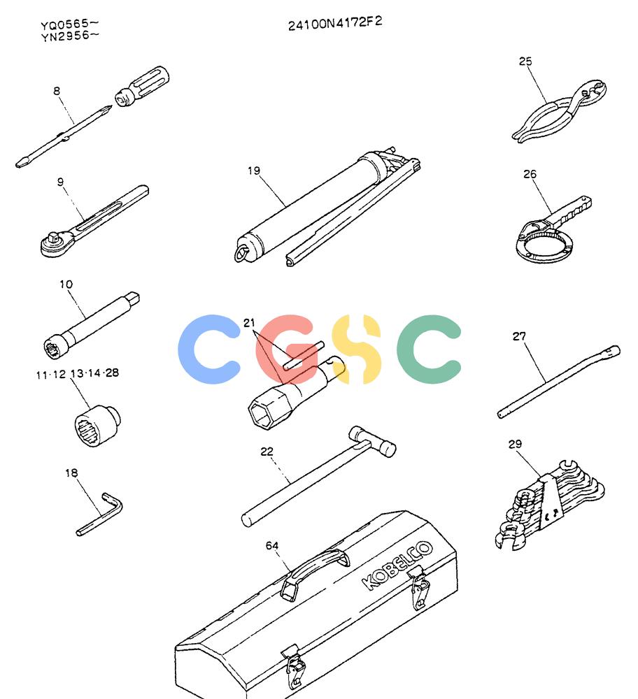 神钢零件查询(K907LC) - MARK II EXCAVATOR ASN YQ0565 (GLOBAL) (1/87-12/03) (10-005) - TOOL ASSY Kobelco