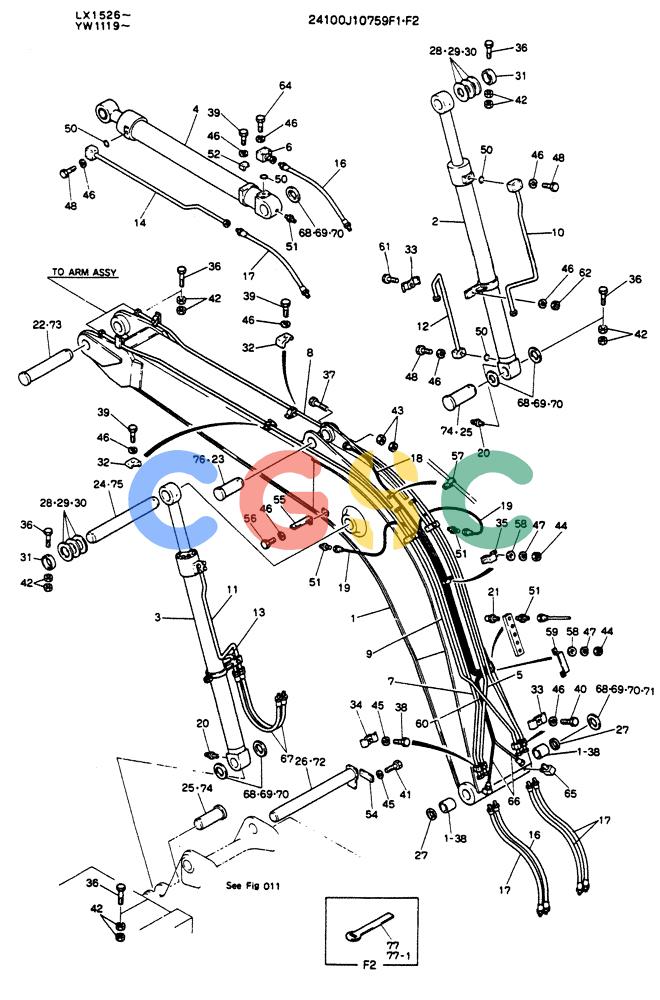 神钢零件查询(K904L) - MARK II EXCAVATOR ASN LX1526 (1/88-12/03) (07-001) - BOOM ASSY, 4.26M (14FT) Kobelco