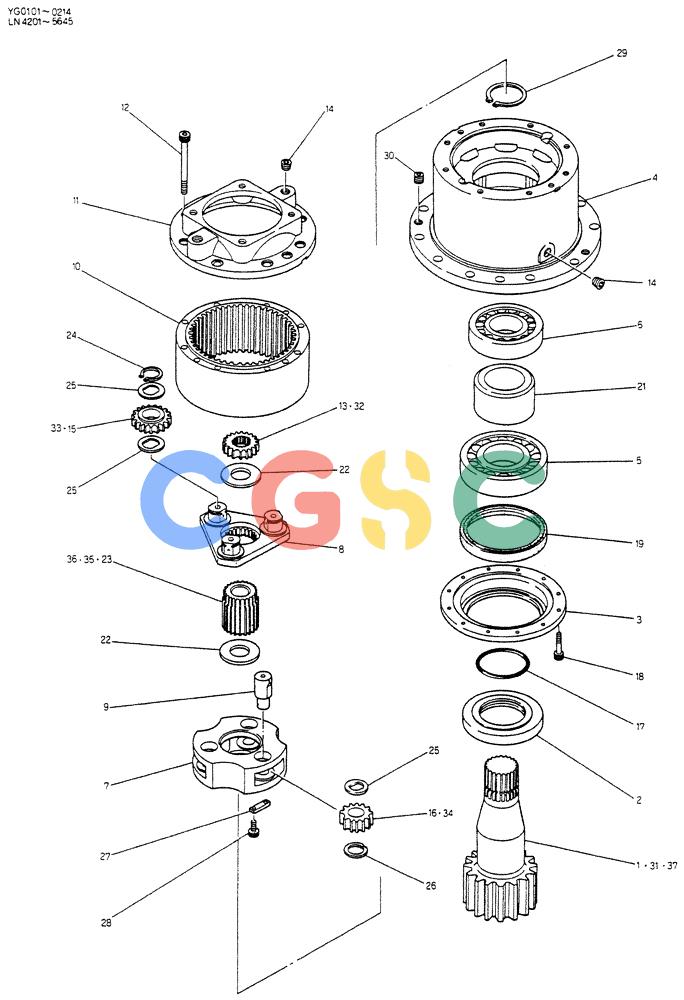 神钢零件查询(K907CLC) - EXCAVATOR BTW YG0101 - YG0500 (1/85-12/03) (01-012) - REDUCTION UNIT Kobelco