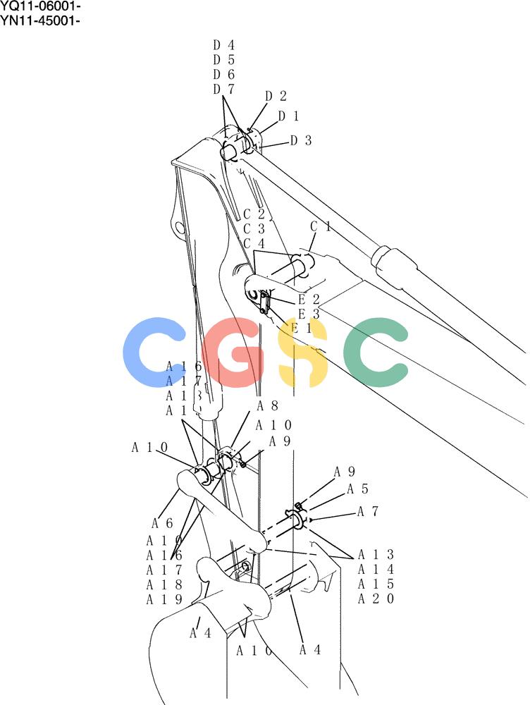 神钢零件查询(200-8) - EXCAVATOR S/N YN11-45001 - (1/06-12/09) (860-01-2) - ARM GROUP, SHORT 2.4M (7FT 11IN) Kobelco