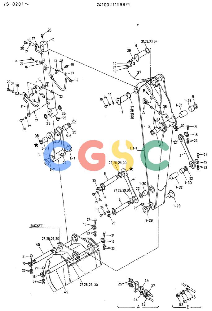 神钢零件查询(MD450BLC) - EXCAVATOR BTW TS0201 - TS0394 (1/80-12/06) (08-008) - SHORT ARM, 2.7M Kobelco