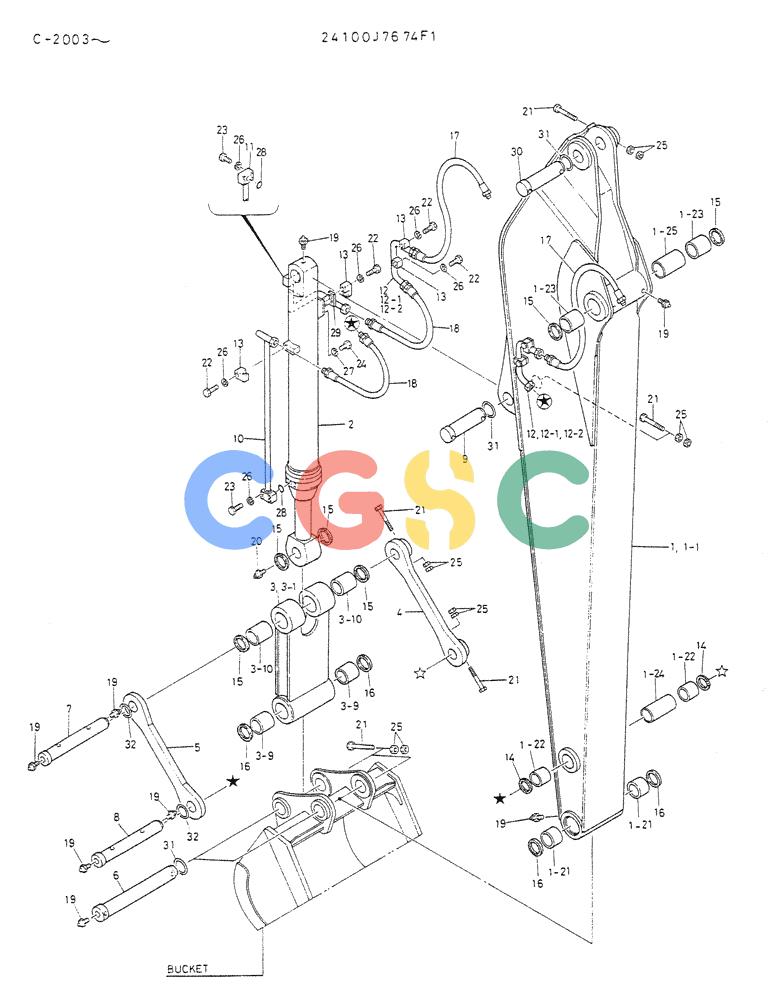 神钢零件查询(K912A) - EXCAVATOR BTW LC-2003 - LC-2016 (1/85-12/03) (07-003) - ARM ASSY, LONG Kobelco