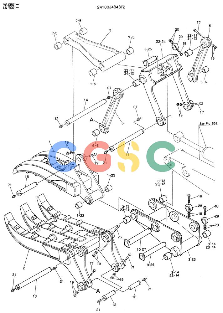 神钢零件查询(K907DLC) - EXCAVATOR ASN YG0501 (1/86-12/03) (09-022) - GRAPPLE ASSY, FORK (DOUBLE) Kobelco