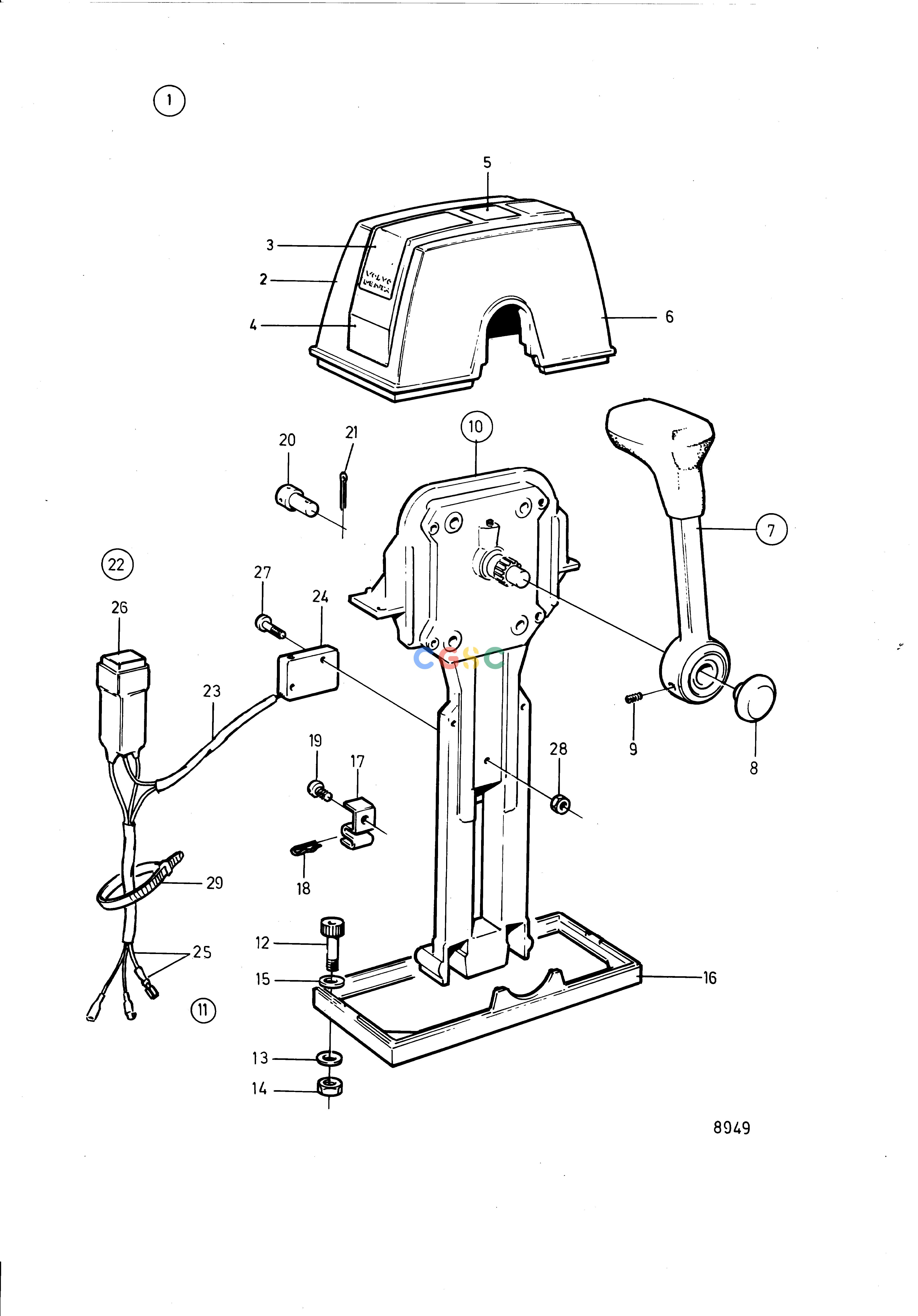 沃尔沃零件查询251AMiscellaneous EquipmentControl for top Installation: 853169EPC Volvo Penta Parts catalog