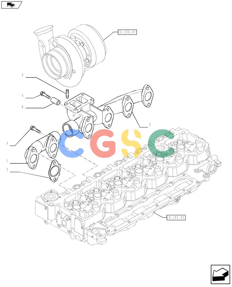 神钢零件查询(F4HFE613Z A005) - ENGINE 5801366340 - 84285367 (9/10-) (10.254.05) - EXHAUST MANIFOLD (504088265) Kobelco