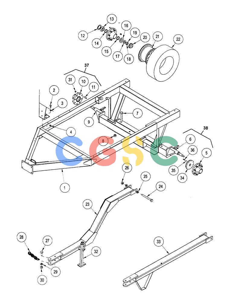 凯斯零件查询(1100) - CONCORD AIR SYSTEM (10/97-12/00) (E22) - TRIKE FRAME INCLUDING DRAWPOLE Case Agriculture