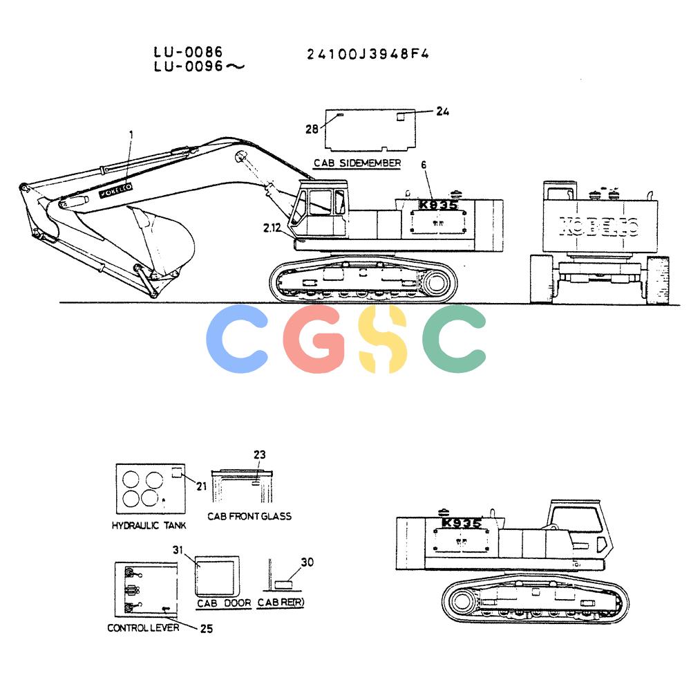神钢零件查询(K935) - EXCAVATOR SUPPLEMENT ASN LU00154 (1/76-12/03) (09-021) - LABEL,NAME PLATE Kobelco