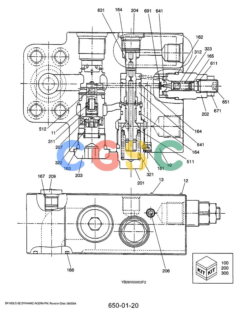 神钢零件查询(SK170-8) - ACERA MARK III EXCAVATOR - TIER 3 (NA) ASN YM04-U1601 - (5/07-12/12) (04-14[00]) - VALVE ASSY, HOLDING Kobelco