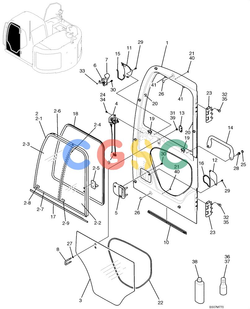 纽荷兰零件查询(E135B) - CRAWLER EXCAVATOR TIER 3 - ASN YH05-07001 (N8TA13006) (1/08-) (02-42[00]) - DOOR ASSEMBLY, CAB (YB51C00004F1%KL) New Holland Constructuion