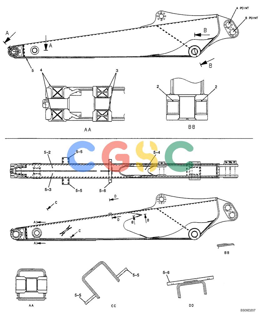 神钢零件查询(NIBBLER) - & BREAKER - SK70SR-1E SHORT RADIUS EXCAVATOR ASN YT02-04001 (4/03-12/04) (06-107[00]) - ARM, LONG 2.07M (6FT 9IN) (NIBBLER & BREAKER), (YT12B00080F2) Kobelco