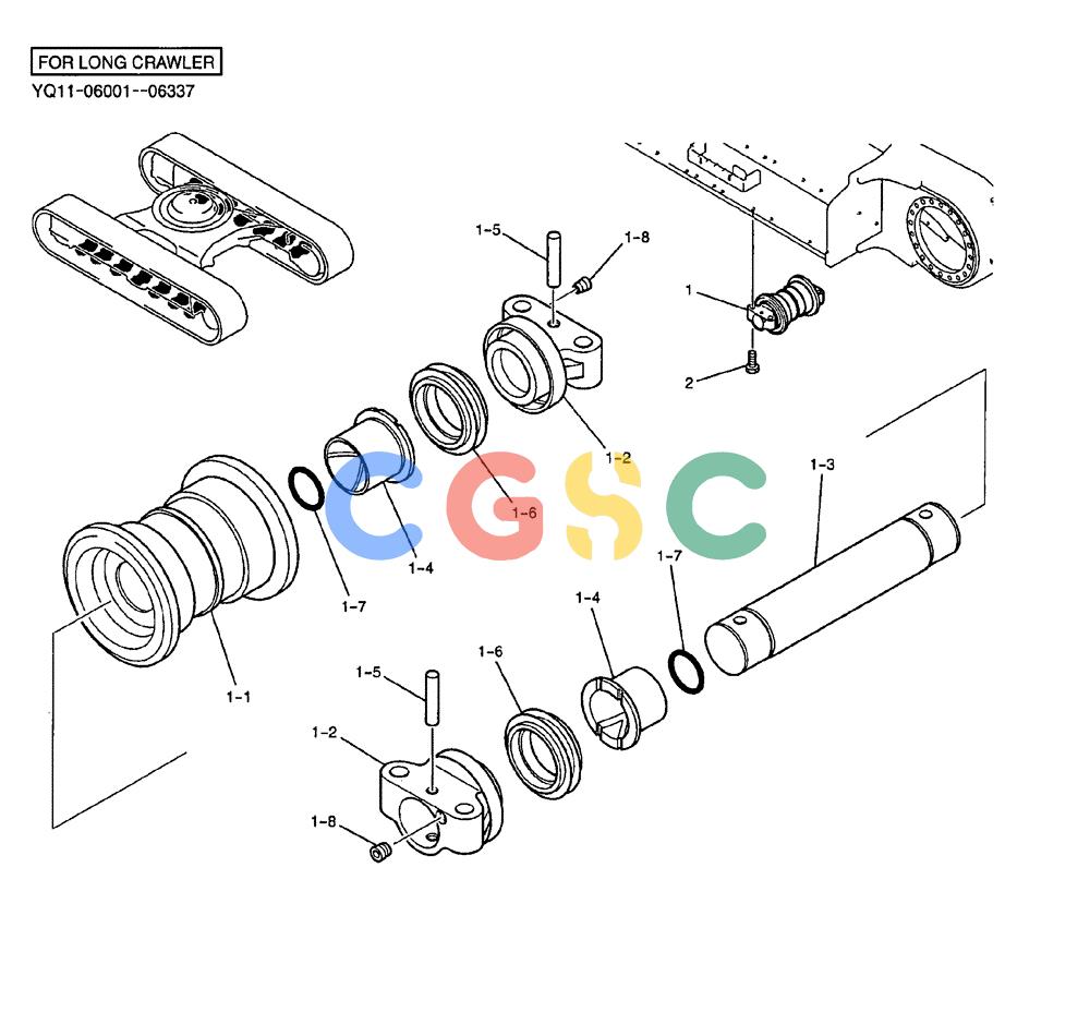 神钢零件查询(200-8) - EXCAVATOR S/N YN11-45001 - (1/06-12/09) (367-01-1) - ROLLER ASSY, TRACK Kobelco