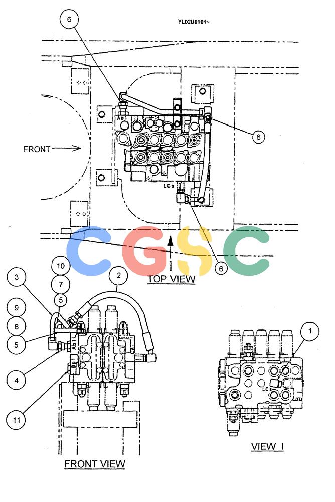 神钢零件查询(ED190LC) - BLADE RUNNER EXCAVATOR/DOZER BTW YL02U0101 - YL03U0135 (1/02-12/06) (01-023) - HYD LINES, UPP (SWING PRIORITY) Kobelco