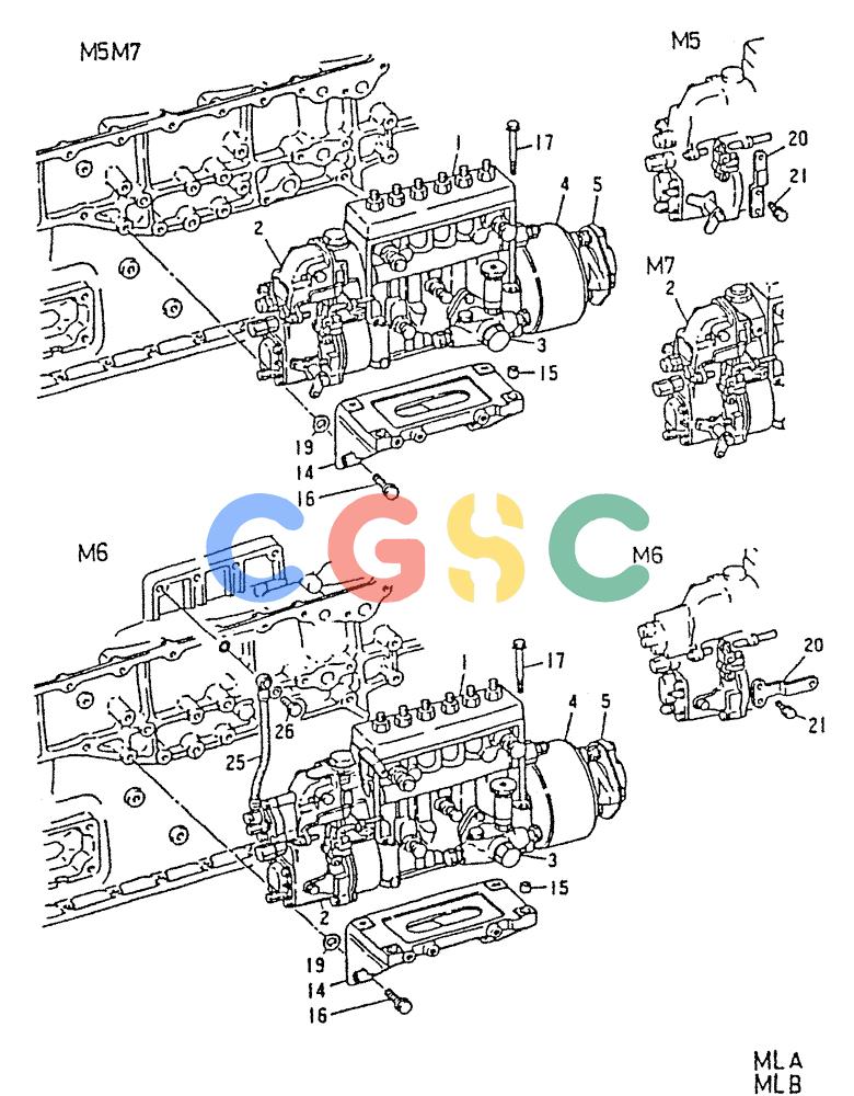 神钢零件查询(6D22-TC) - MITSUBISHI DIESEL ENGINE - K912, K912LC, & K916 (1/83-12/06) (03-004) - FUEL INJECTION PUMP GENERAL 040-130L Kobelco