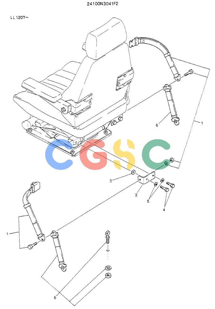 神钢零件查询(K909LC) - MARK II EXCAVATOR BTW LL1207 - LL1487 (1/87-12/03) (08-004) - BELT ASSY, SEAT Kobelco