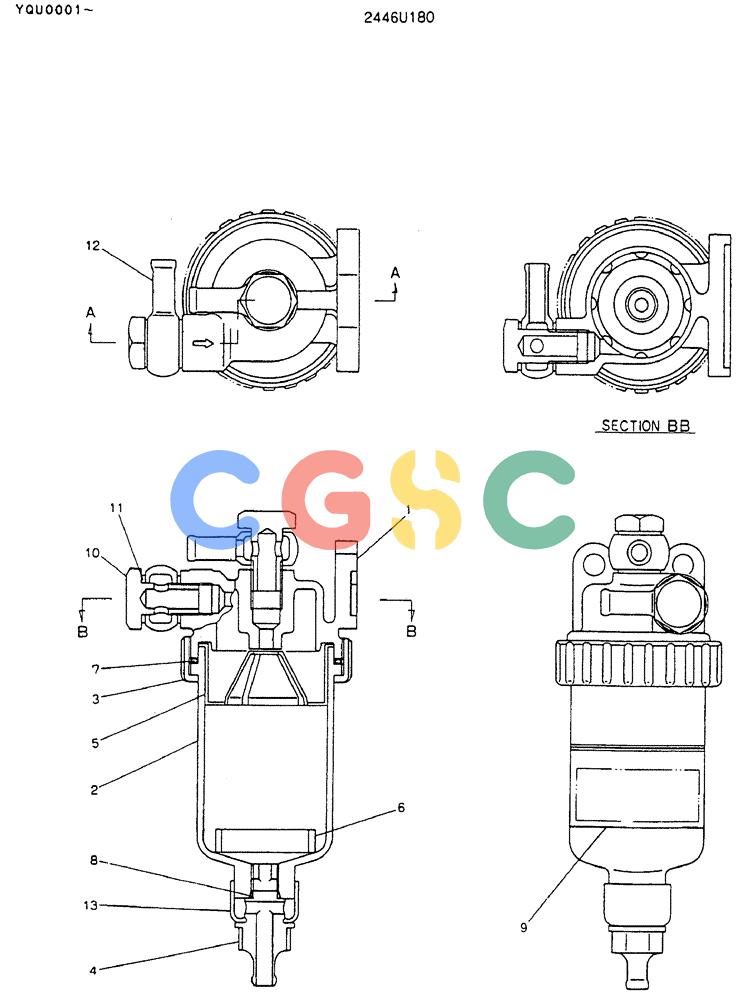 神钢零件查询(MD200BLC) - EXCAVATOR ASN YQU0001 (1/80-12/06) (05-007) - FILTER ASSY Kobelco