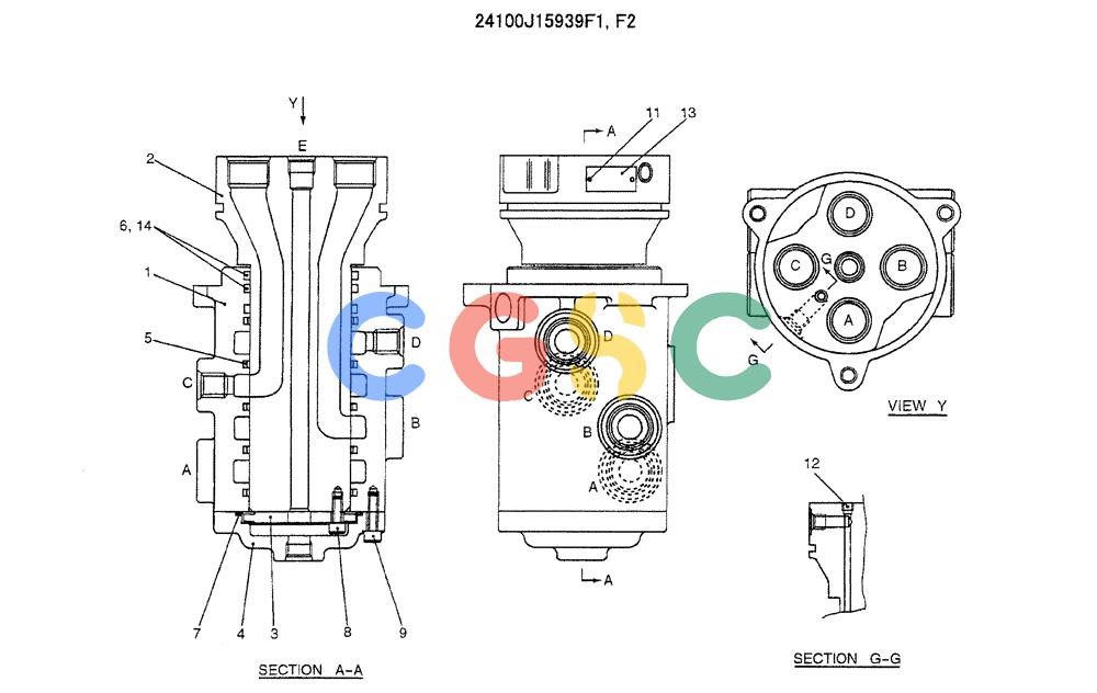 神钢零件查询(ED150-1E) - BLADE RUNNER EXCAVATOR/DOZER ASN YL05-00555 (11/03-12/04) (09-004) - JOINT ASSY. SWIVEL Kobelco