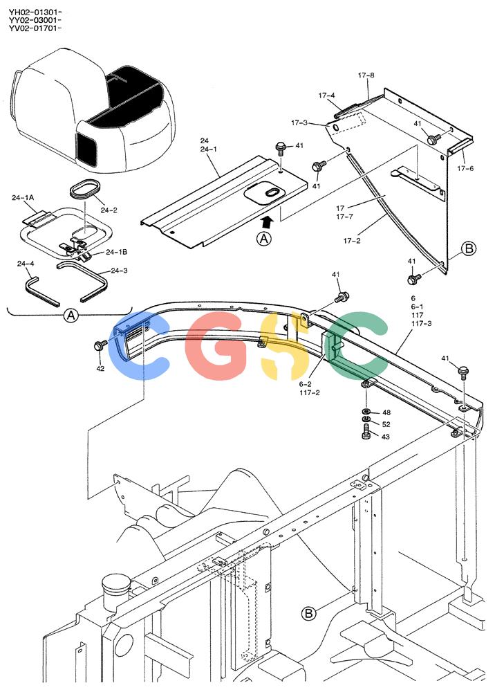 神钢零件查询(ED150-1E) - BLADE RUNNER EXCAVATOR/DOZER ASN YL05-00555 (11/03-12/04) (01-045) - GUARD INSTAL (BRACKET ASSY) Kobelco