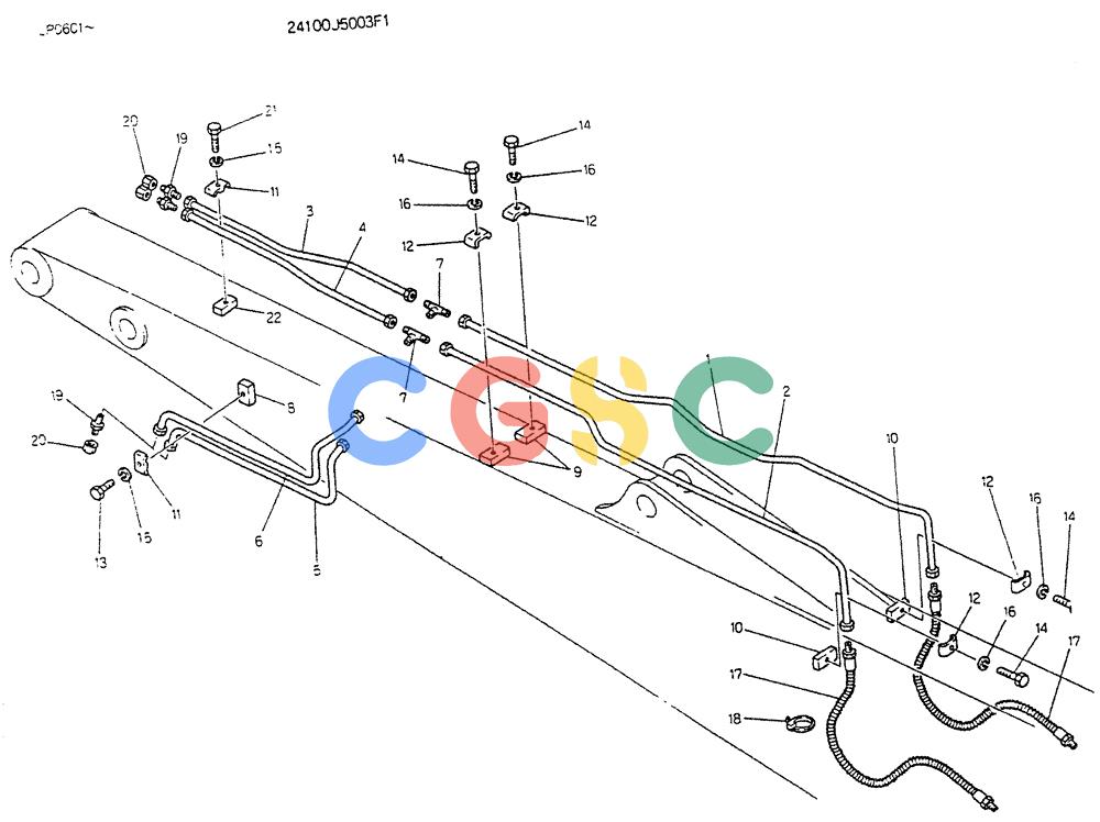 神钢零件查询(K905LC) - EXCAVATOR BTW YP0115 - YP0301 (1/85-12/03) (07-034) - HYDR LINES EXTRA ARM 3.1M Kobelco