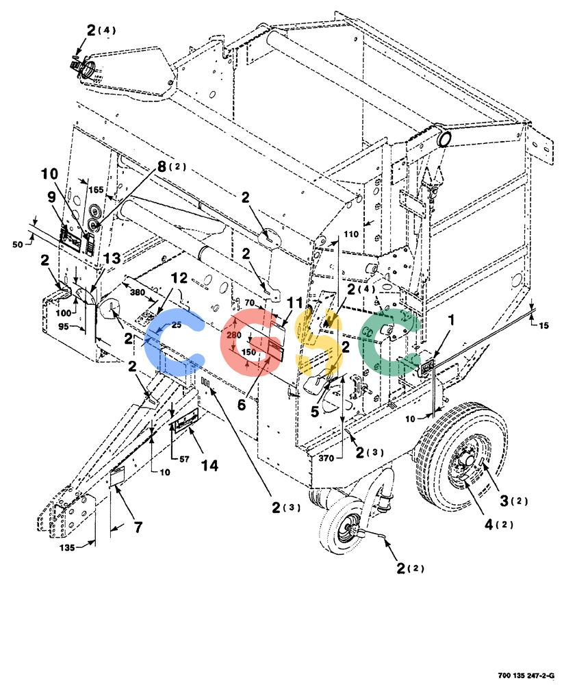 凯斯零件查询(RS561A) - CASE IH ROUND BALER (1/99-12/00) (9-004) - DECAL AND LOCATION DIAGRAM, OPERATIONAL Case Agriculture