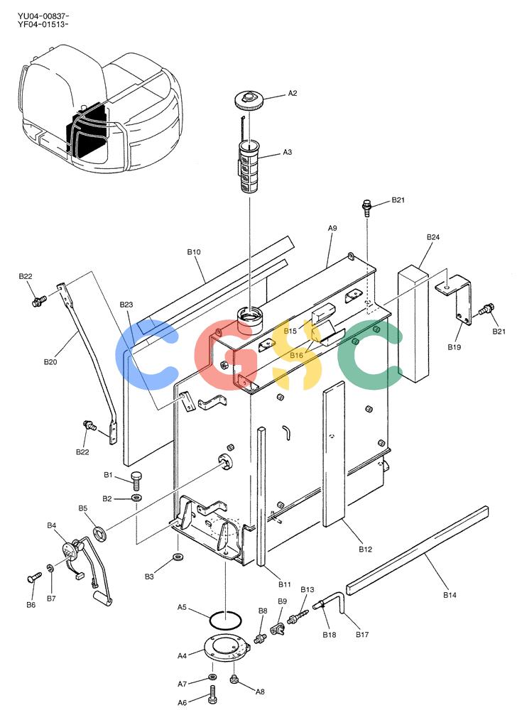 纽荷兰零件查询(E235SRLC) - CRAWLER EXCAVATOR BTW YU04-00837 - YU04-01417 (01-014) - TANK ASSY, FUEL New Holland Constructuion