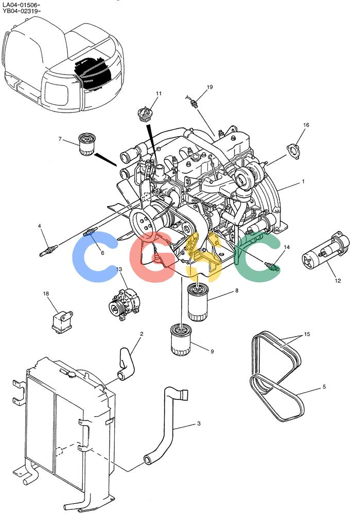 纽荷兰零件查询(E200SRLC) - CRAWLER EXCAVATOR BTW LA04-01506 - LA04-01625 (01-003) - ENGINE ASSY New Holland Constructuion