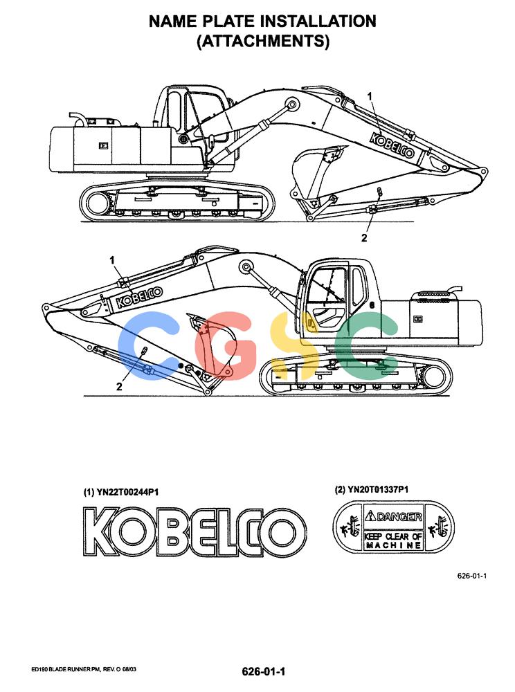 神钢零件查询(ED190LC-6E) - BLADE RUNNER EXCAVATOR/DOZER BTW YL03U0136 - YL03U0292 (1/05-12/06) (06-004) - NAME PLATE INSTALLATION (ATTACHMENTS) Kobelco