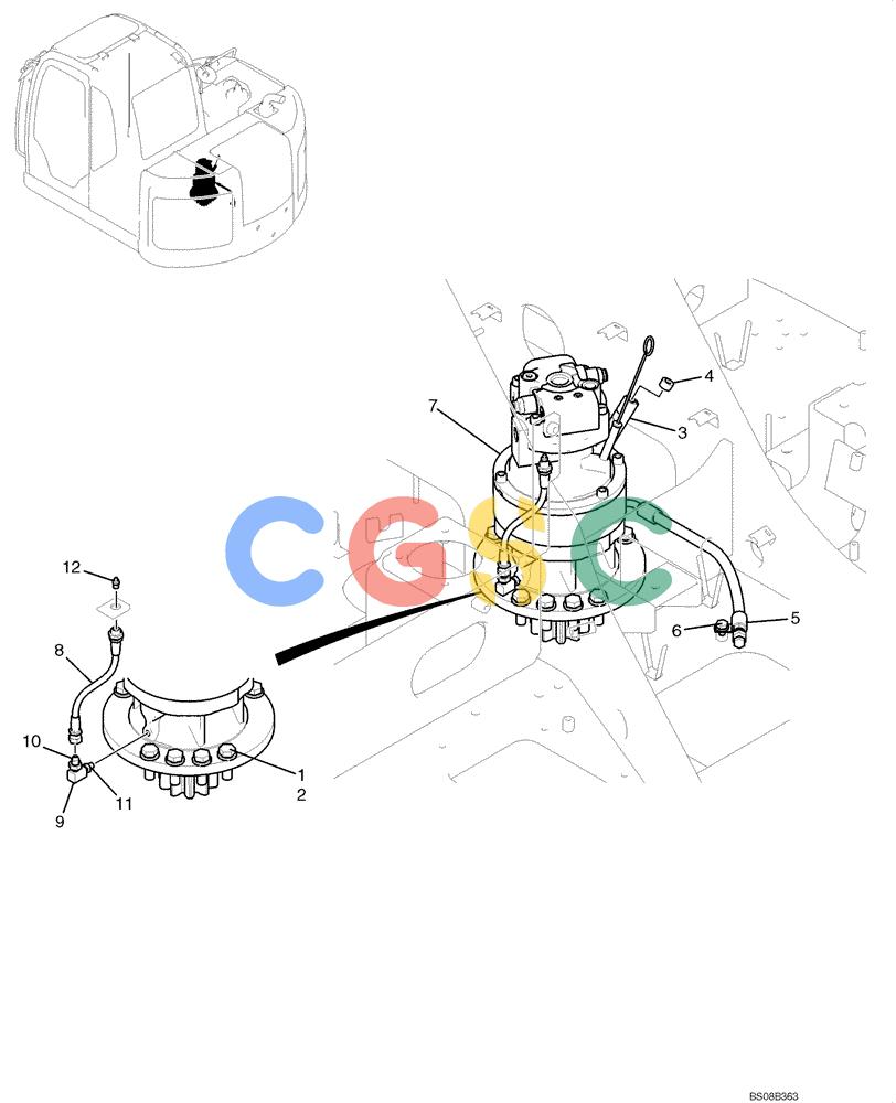 纽荷兰零件查询(E70BSR) - COMPACT CRAWLER EXCAVATOR BTW YT05-15001 - 18000 (NA) (4/08-) (02-17-00[00]) - SWING MOTOR INSTALLATION (YT32W00003F1) New Holland Constructuion