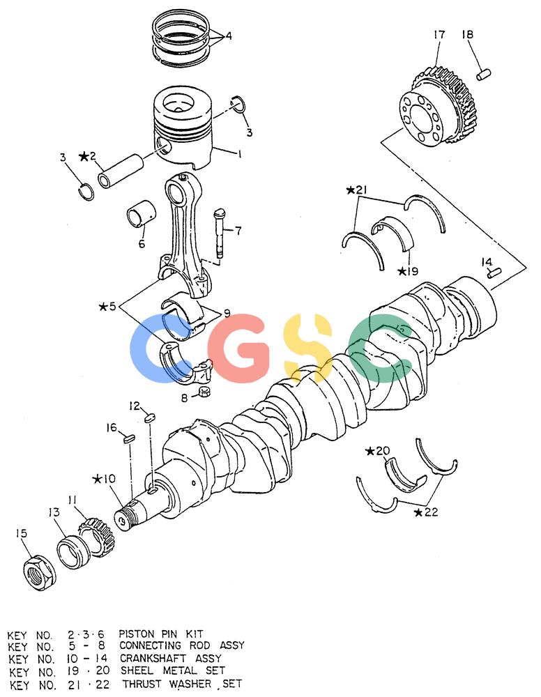 神钢零件查询(FD6(T)14) - NISSAN DIESEL ENGINE ASN 050001 - LK400 & LK500A (1/06-12/06) (02-001) - PISTON & CRANKSHAFT Kobelco
